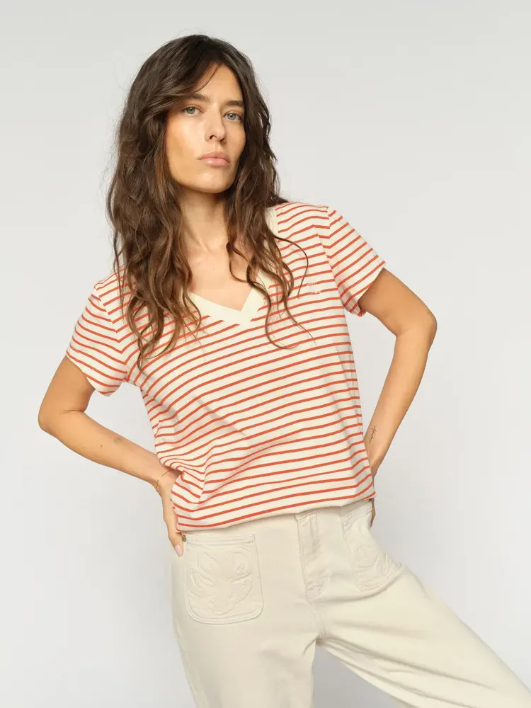 Mos Mosh MmKala V-ss stripe tee