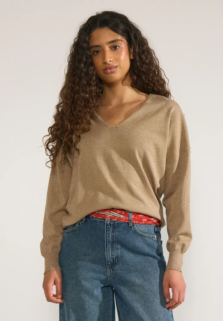 Numph NUdayletta Lurex V-Neck PUllover