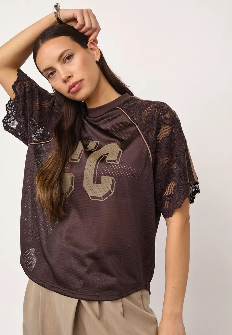co'couture TreyCC Logo Lace Tee