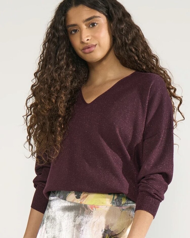 Numph NUdaylette Lurex V-Neck Pullover
