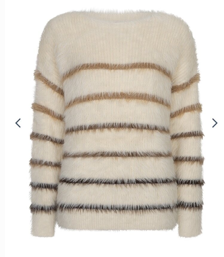Red Button SRB5118 Fuzzy Sweater & Stripe