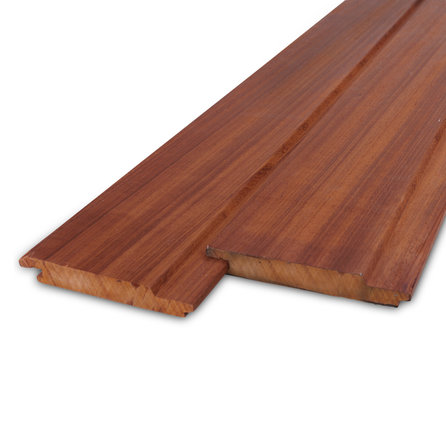 Stülpschalung Nut und Feder Padouk - 21x125 mm - Softline- / Schräg- Profilholz gehobelt - HF ca. 25% (AD)