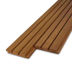 thermo - rabat Dänisches Tripel-Block Profilholz - Abachi Thermoholz - 21x125 mm - Gehobelt - KD thermo - rabat Dänisches Tripel-Block Profilholz - Abachi Thermoholz - 21x125 mm - Gehobelt - KD