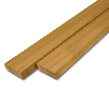 Rhombusleisten (Rhombus Profil) Guariuba Holz - 21x70 mm - Hartholz gehobelt - Guariuba Rhombus Hölzer KD - Tropenholz HF 18-20% - für den Außenbereich