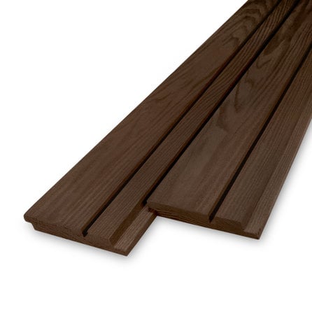 Esche Thermoholz gehobelt - Doppel-Blockprofil (70/30) - 21x125 mm - Doppel Block- / Raute- / Trapez- Profilholz - HF 8-12%