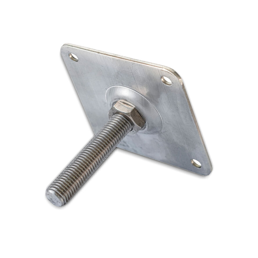 Pfostenträger zum Aufdübeln M16 - Luxus - 10x10 cm - Aufschraubplatte - Gewindeplatte M16 - verzinkt Pfostenträger zum Aufdübeln M16 - Luxus - 10x10 cm - Aufschraubplatte - Gewindeplatte M16 - verzinkt