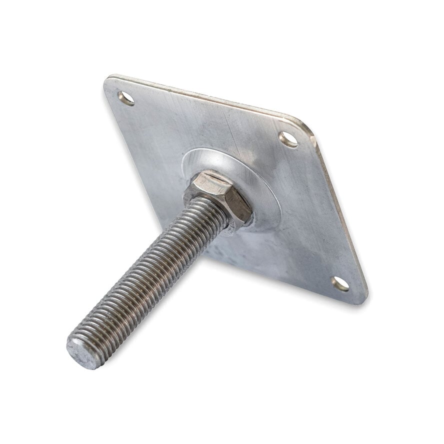 Pfostenträger zum Aufdübeln M20 - Luxus - 10x10 cm - Aufschraubplatte - Gewindeplatte M20 - verzinkt Pfostenträger zum Aufdübeln M20 - Luxus - 10x10 cm - Aufschraubplatte - Gewindeplatte M20 - verzinkt