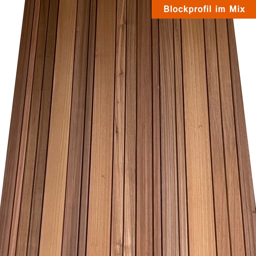 Abachi Thermoholz - Dänisches Tripel-Block Profilholz - 21x125 mm - Thermo-Ayous gehobelt - HF 8-12% Abachi Thermoholz - Dänisches Tripel-Block Profilholz - 21x125 mm - Thermo-Ayous gehobelt - HF 8-12%
