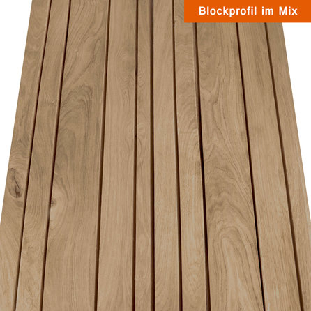 Eiche Dänisches Tripel-block Profilholz- 21x125 mm - Eichenholz rustikal gehobelt - für Innen & Außen (geschutzt) - HF 8-12% (KD)