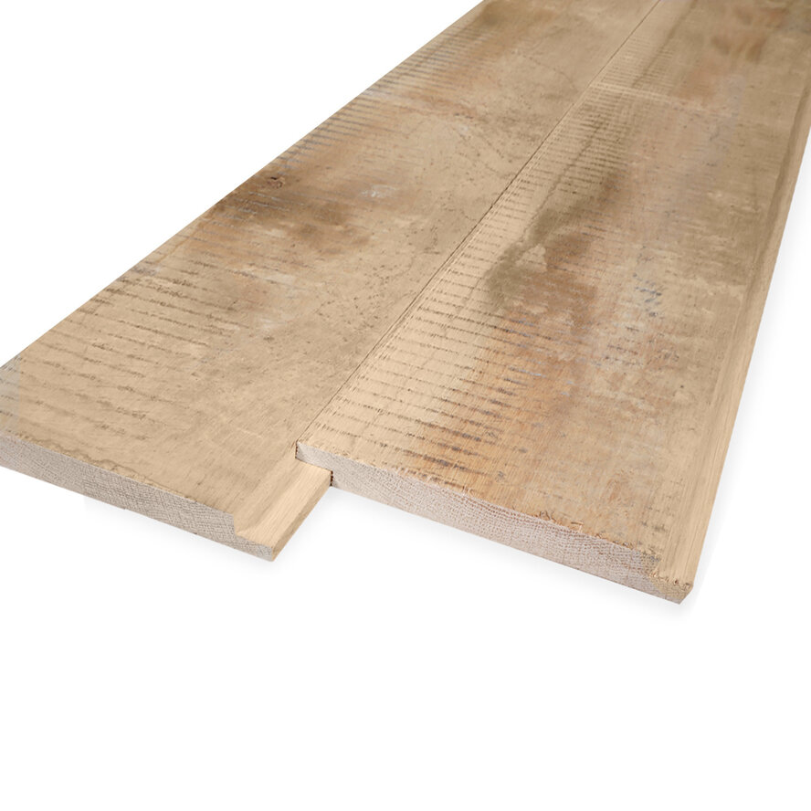 Eichen-Wechselfalzbrett - 18x170 mm - Profilholz aus Eiche mit sägerauer Sichtseite (roh) - Shiplap-Profilbrett für außen - Eichenholz rustikal, HF ca. 25% (AD) Eichen-Wechselfalzbrett - 18x170 mm - Profilholz aus Eiche mit sägerauer Sichtseite (roh) - Shiplap-Profilbrett für außen - Eichenholz rustikal, HF ca. 25% (AD)