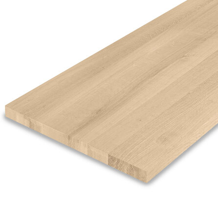 Leimholz Eiche - Massivholzplatte nach Maß - Eichenholz  A-Qualität (A/B) - Breiten Lamellen (10 - 12 cm) - 2,7 cm stark - durchgehenden Lamellen - für innen