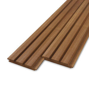 thermo - rabat Dänisches Tripel-Block Profilholz Nut und Feder - Abachi Thermoholz - 21x132 mm - Gehobelt - KD