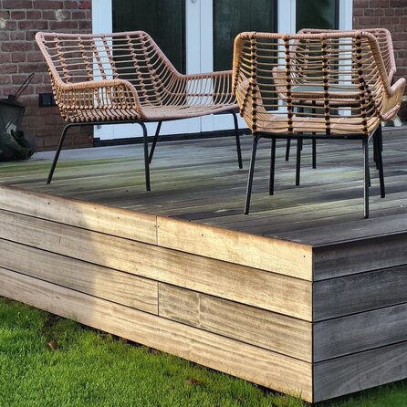 Padouk B-fix Profilholz - 21x88 mm - für Terrasse & Fassade - Hartholz gehobelt - HF ca. 25% (AD)