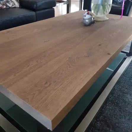 Leimholz Eiche - Massivholzplatte nach Maß - Eichenholz rustikal (B/C) - 4 cm stark (2-lagig) - durchgehenden Lamellen - für innen
