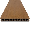 WPC Terrassendielen - hohl (nicht massiv) - Teak Optik - 23x210 mm - 1 Seite gehobelt / 1 Seite gebürstet (Optik) - Terrassendielen mit unsichtbarer Befestigung - Holzverbundstoff