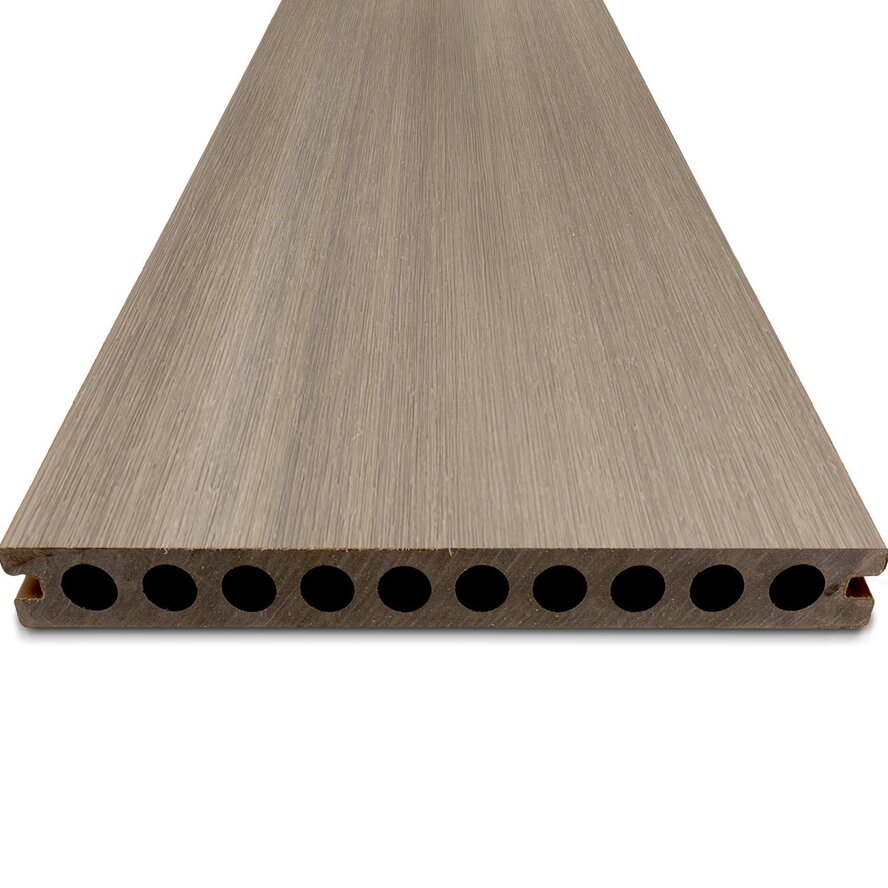 WPC Terrassendielen - hohl (nicht massiv) - Vergrautes Holz Optik - 23x210 mm - 1 Seite gehobelt / 1 Seite gebürstet (Optik) - Terrassendielen mit unsichtbarer Befestigung - Holzverbundstoff WPC Terrassendielen - hohl (nicht massiv) - Vergrautes Holz Optik - 23x210 mm - 1 Seite gehobelt / 1 Seite gebürstet (Optik) - Terrassendielen mit unsichtbarer Befestigung - Holzverbundstoff