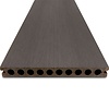 WPC Terrassendielen - hohl (nicht massiv) - Anthrazit Optik - 23x210 mm - 1 Seite gehobelt / 1 Seite gebürstet (Optik) - Terrassendielen mit unsichtbarer Befestigung - Holzverbundstoff