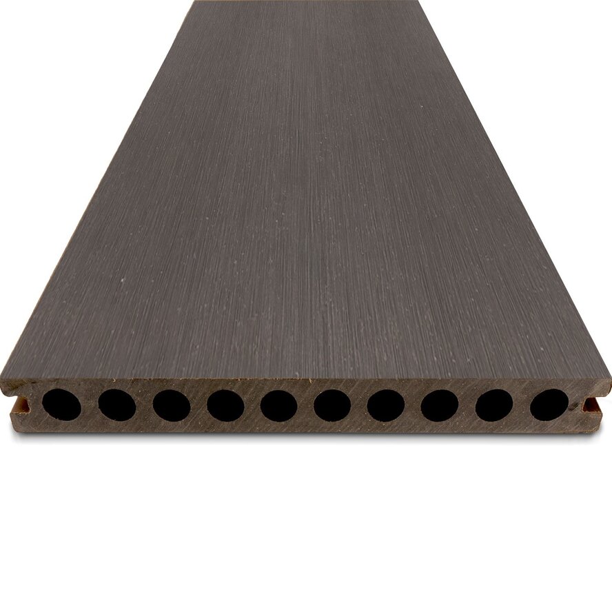 WPC Terrassendielen - hohl (nicht massiv) - Anthrazit Optik - 23x210 mm - 1 Seite gehobelt / 1 Seite gebürstet (Optik) - Terrassendielen mit unsichtbarer Befestigung - Holzverbundstoff WPC Terrassendielen - hohl (nicht massiv) - Anthrazit Optik - 23x210 mm - 1 Seite gehobelt / 1 Seite gebürstet (Optik) - Terrassendielen mit unsichtbarer Befestigung - Holzverbundstoff