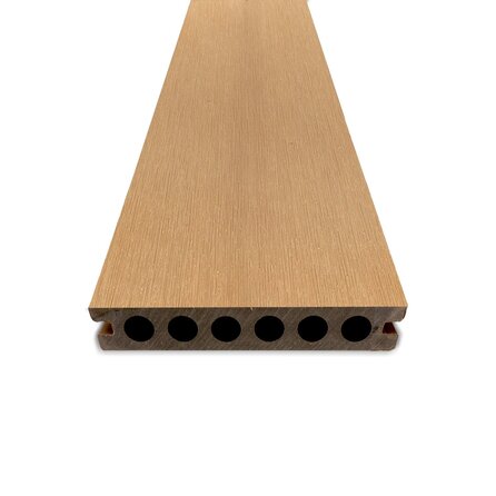 WPC Terrassendielen - hohl (nicht massiv) - Zeder Optik - 23x138 mm - 1 Seite gehobelt / 1 Seite gebürstet (Optik) - Terrassendielen mit unsichtbarer Befestigung - Holzverbundstoff