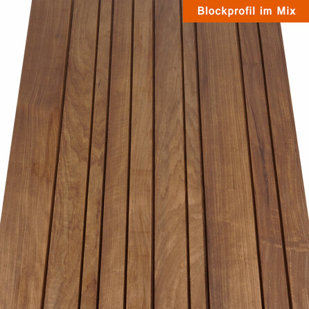 Limba Thermoholz - Dänisches Tripel-Block Profilholz - 21x132 mm - Fraké gehobelt - HF 8-12%