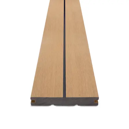 WPC Terrassendielen - Nutprofil - Zeder Optik - 22x146 mm - 1 Seite gehobelt / 1 Seite gebürstet (Optik) - Terrassendielen mit unsichtbarer Befestigung - Holzverbundstoff