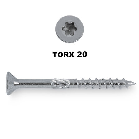Universelle Senkkopf Holzschrauben TX verzinkt - 5 mm - blau/weiß verzinkt - Teilgewinde - 25 Torx (TX25) - 200 Stück