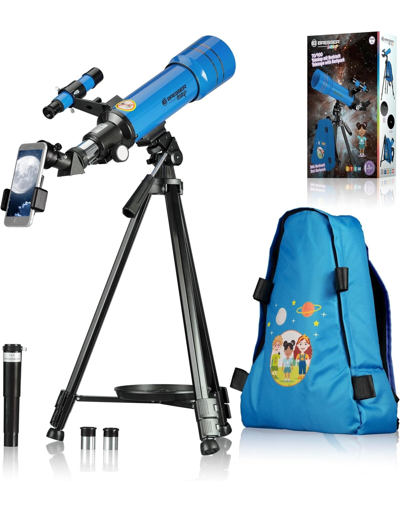 Bresser Junior telescoop 70/400 met rugzak blauw