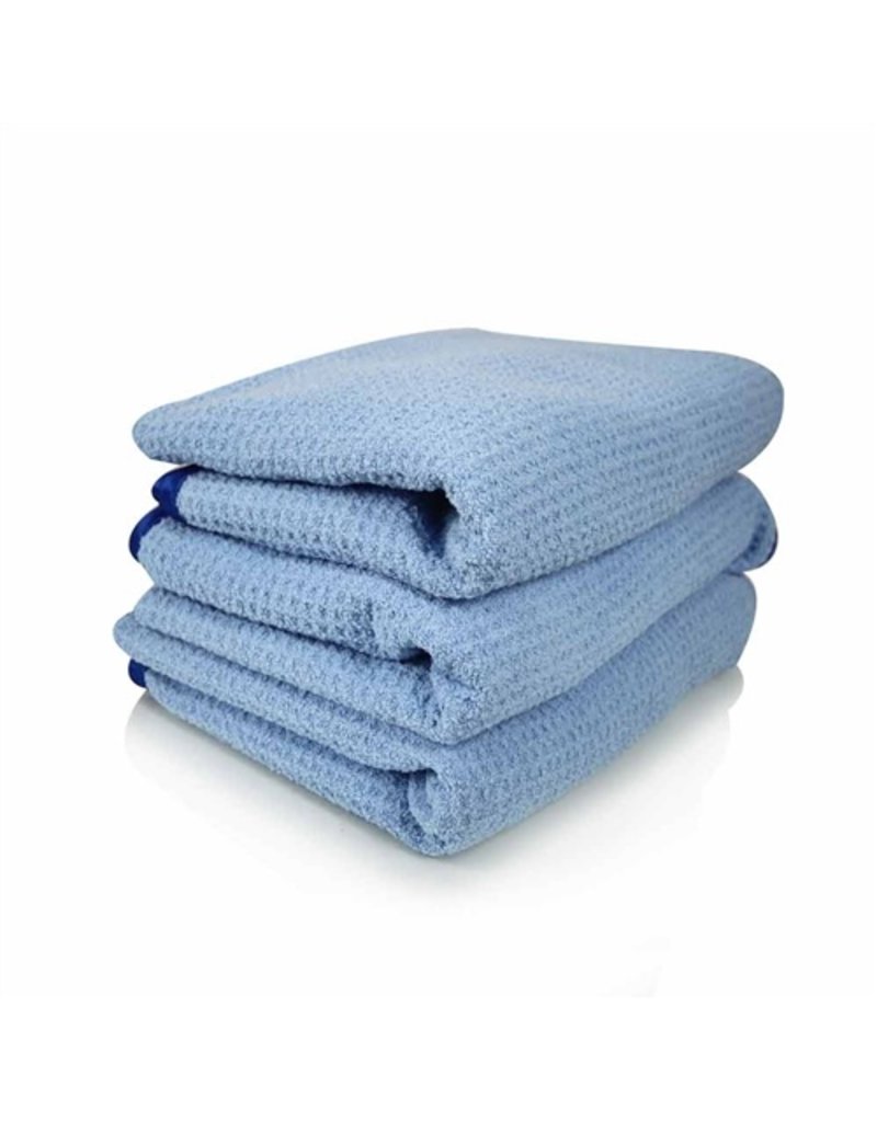 POLYTE Elite Microfiber Drying Towel (16x24, 4 Pack, Waffle, Blue)