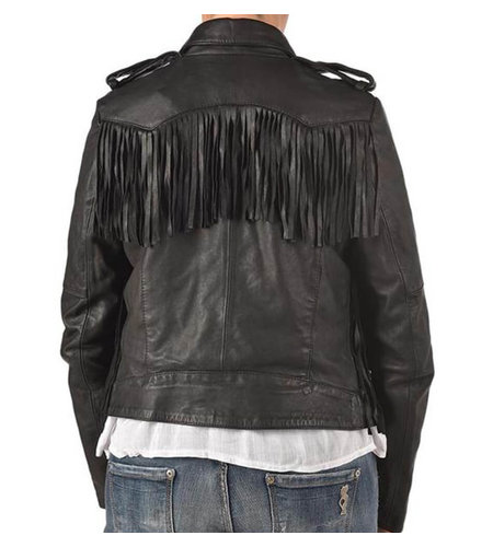 Karma of Charme Leather Fringes Jacket Black