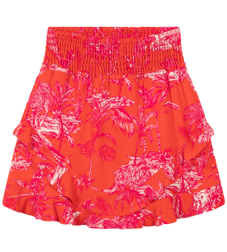 Alix The Label Ladies Woven Tropical Mini Skirt Red Orange