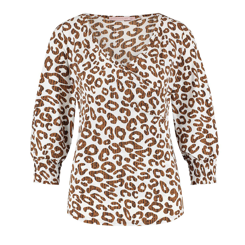 Studio Anneloes Joy Leopard Wrap Blouse Off White Indigo bestellen? - Hippe  Kippe