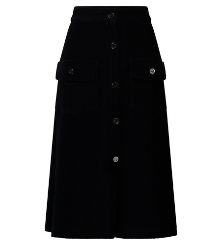 Tante Betsy Button Skirt Rib Cord Black