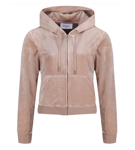 Juicy Couture Robertson Classic Velour Zip Trough Hoodie Warm Taupe