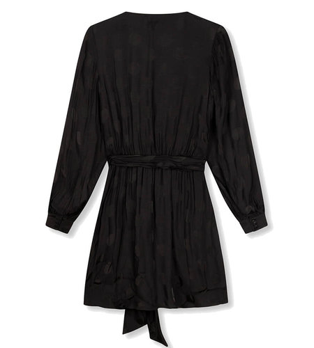 Alix The Label Ladies Woven Dot Jacquard Fake Wrap Dress Black