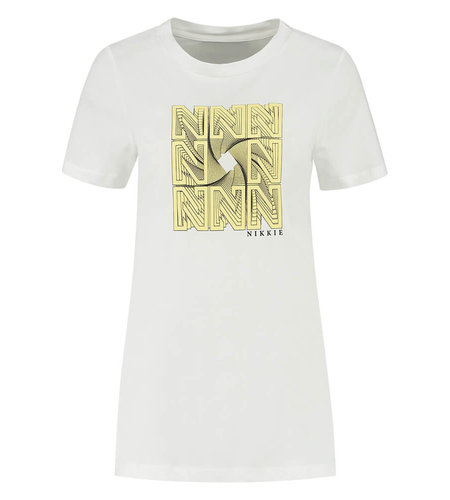NIKKIE Swirl Logo T-Shirt Star White