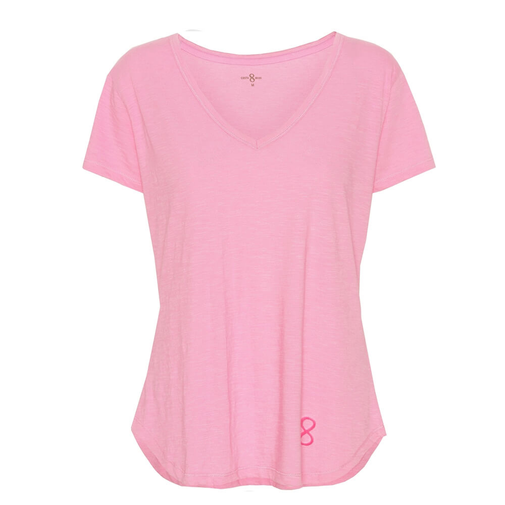 Costa Mani T-Shirt Logo V-Neck Pink 