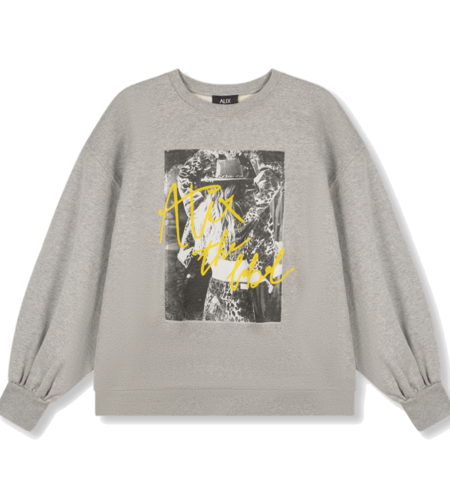 Alix The Label Ladies Knitted Flock Sweater Soft Grey Melange