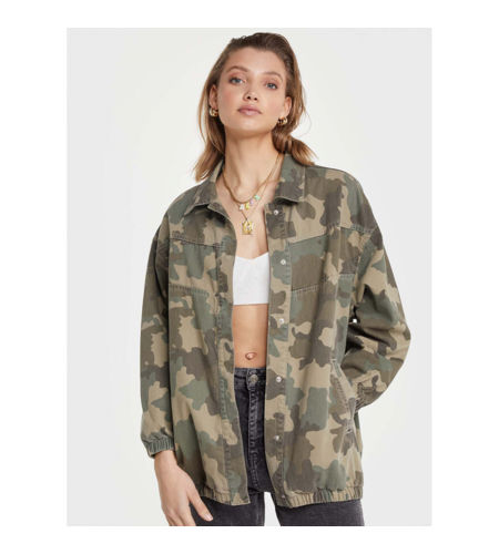 Alix The Label Ladies Woven Oversized Camouflage Jacket Army