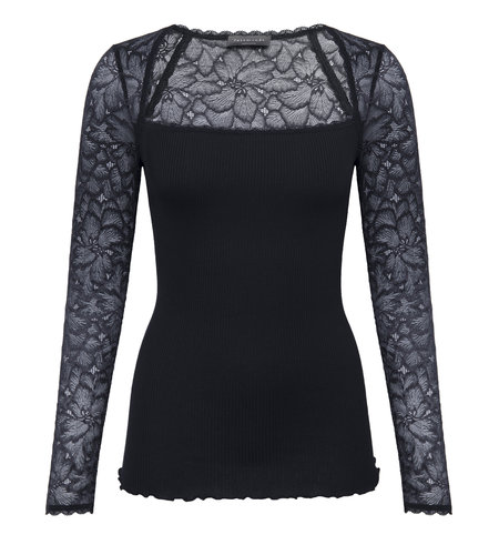 Rosemunde Seattle Silk T-Shirt With Lace Black