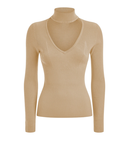 GUESS Micro Sequin Rib Lea Sweater Cream White Multi