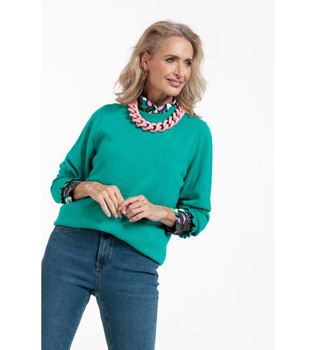 Studio Anneloes Cady Ruffle Cashmere Pullover Emerald