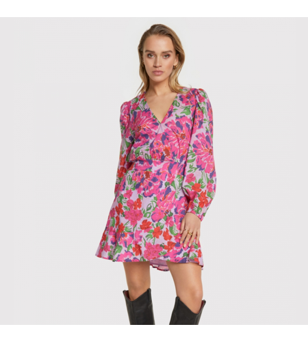 Alix The Label Ladies Woven Painted Flower Broderie Dress Multi Colour