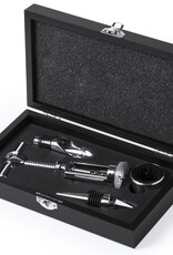 4-Teiliges Wein Set mit Holzbox Schwarz