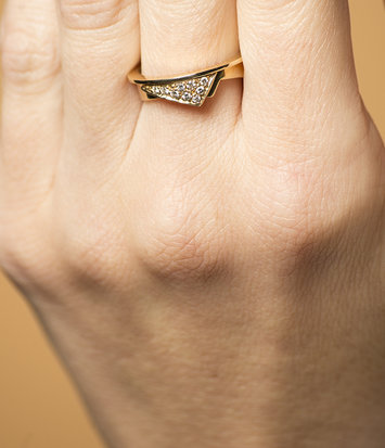 Geelgouden damesring met diamanten  - Trio