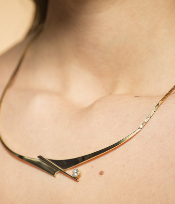 Geelgouden ketting met diamant - Crossbow