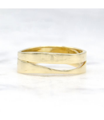 14 karaat geelgouden ring duo - Wave