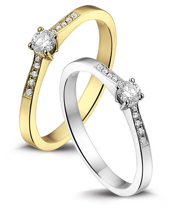 14 karaat witgouden ring met diamant 0.05 crt. - Solitair - Witgoud