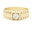 14 karaat geelgouden ring met diamant  - Hutjens - Rolex president ring met diamant-1