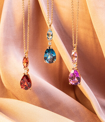 18 karaat rosegouden dames ketting met Granaat - Iris - Ponte Vecchio