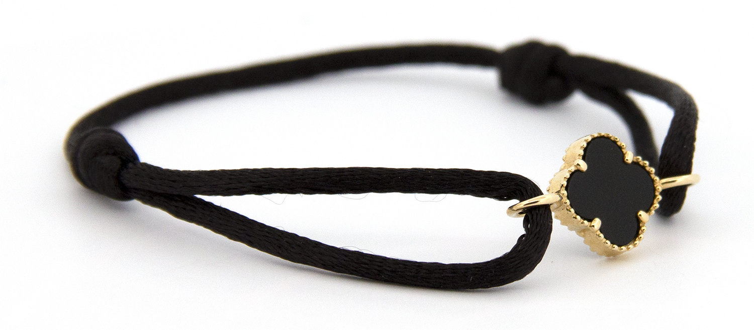14 karaat geelgouden armband - Lucky Charm - Black - Hutjens Rope-2